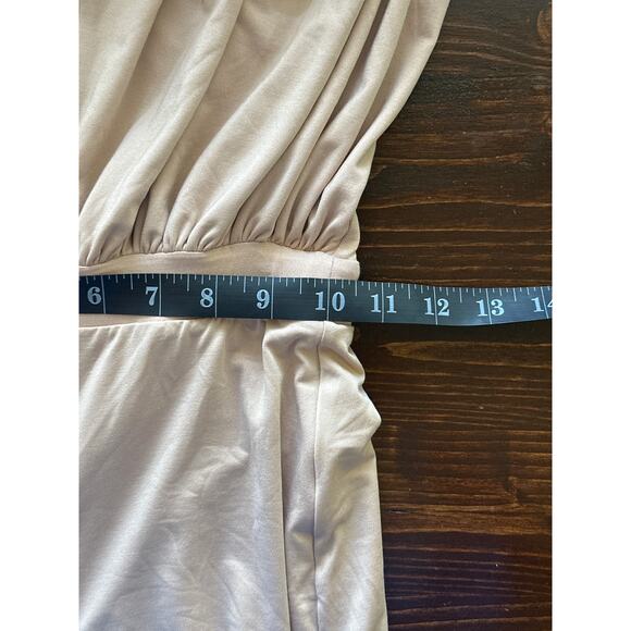 Sean with Ohpolly.com NWOT Wide Leg Jumpsuit 2 Tan Ruched Low Cut City Chic - Picture 12 of 14